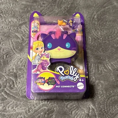 MATTEL Polly Pocket Compact Pet Connects Playset Cat At A Kitty Hangout