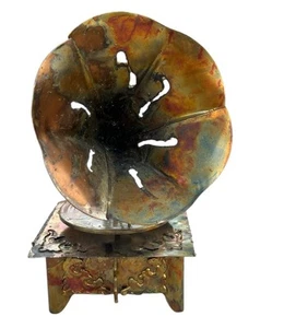 Vintage Kupfer Spieluhr Grammophon Plattenspieler - Bild 1 von 5