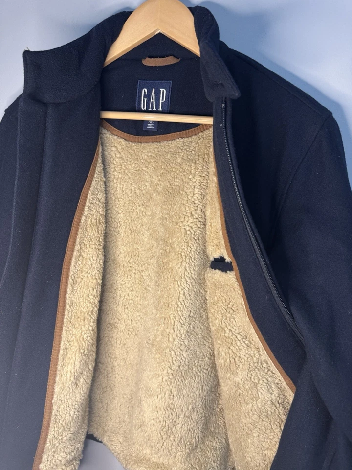 Abrigo de lana azul marino forrado Sherpa Gap Kids talla XL 12 cierre de cremallera Foto 1 de 4