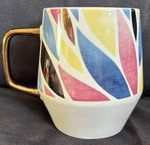 Edible Arrangements 2021 Geometric Mug Colorful Abstract Leaves Gold Handle - Picture 1 of 6