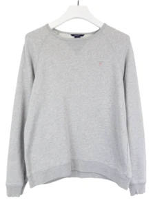 GANT Sweatshirt Women's MEDIUM Loose Fit Sporty Crew Neck Pullover Grey Logo - Picture 1 of 11