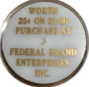 Vintage Medaille - 25 ¢ Rabatt 3,00 $ - Federal Brand Enterprises - Cleveland & St. Petersburg - Bild 1 von 4