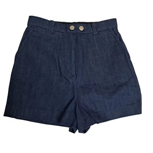 Pantalones Cortos de Denim Topshop Mujeres 4 Cintura Alta Lavado Oscuro Festival Informal Verano Chic - Imagen 1 de 9