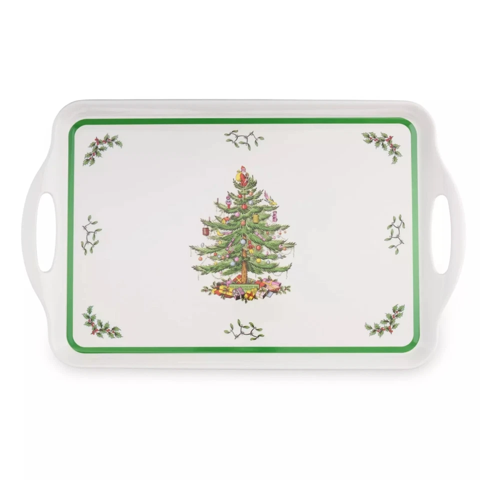 NEW Christmas Tree Large Handled Tray Festive Melamine Serving Spode Pimpernal - Image 1 of 4