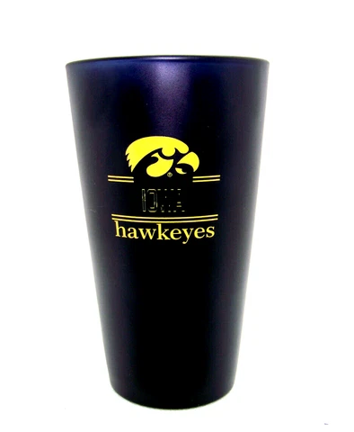 Iowa Hawkeyes NCAA Team Color Frosted Beer Pint Glass Cup 16 oz Black Cover