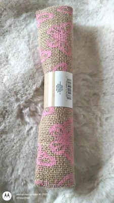 Crafter's Square PINK BUTTERFLY 100% JUTE BURLAP cut CRAFT FABRIC 18" x 21" NEW - Image 1 of 2