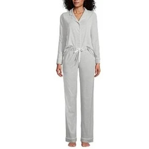 NWT Womens Comfort Knit Pajama Set Long Sleeve Top and Pants GRAY 3X PLUS SIZE - Picture 1 of 11