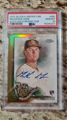 2022 Topps Allen & Ginter Chrome MacKenzie Gore RC Gold Refractor Auto #'d /50  - Image 1 of 2