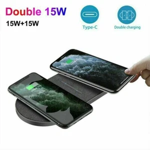 30W 20W Fast Wireless Charger Dual Charging Mat Pad For iPhone 13 Pro 12 XS 8 - Picture 1 of 14