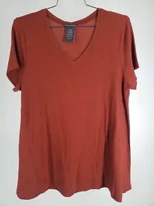 Chelsea & Theodore V-Neck Blouse Top Womens Size XL Short Sleeve and Side Panels - Picture 1 of 10