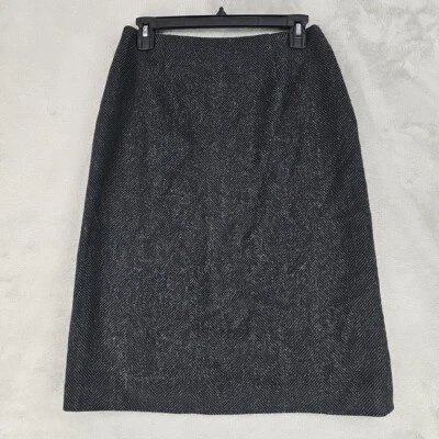 Harold's Lambswool Skirt Womens Size 6 Gray Chevron Tweed Lined Classic Pencil - Image 1 of 4