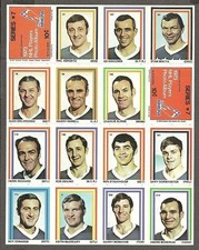 1972-73 Eddie Sargent NHL Sticker Sheet #7, Esposito, Mikita, Richard...(14)