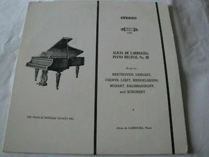 ALICIA DE LARROCHA PIANO RECITAL NO. III VINYL LP ALBUM 1973 MUSICAL HERITAGE SO - Picture 1 of 4