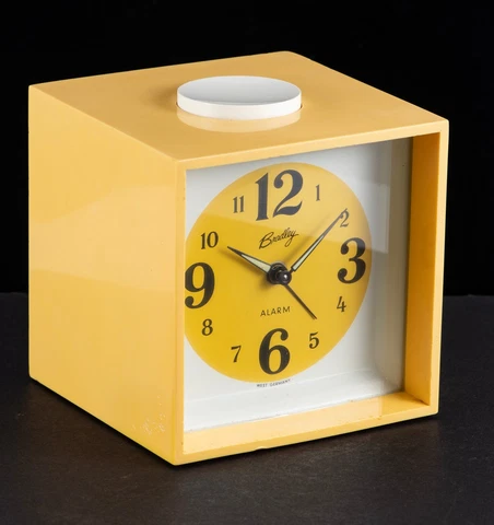 Mid Century Modern Yellow Bradley Alarm Clock West Germany Vintage For Repair Cover