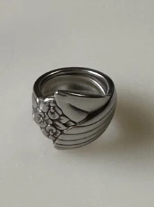 Stainless Steel Spoon Ring Size 7 Forget-Me-Not Flower Floral Wrap Around Band - Picture 1 of 6