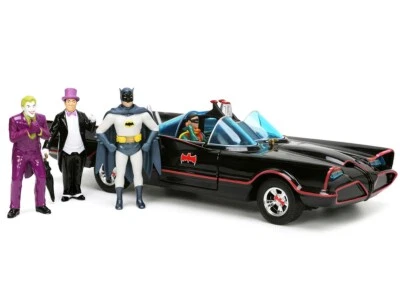 1/24 Jada 1966 Classic TV Batman Robin Penguin Joker Figures & Batmobile 33737 - Image 1 of 2