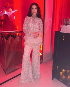 SOFT NET TOP PLAZZOO KOTI STITCHED DRESS PARTYWEAR INDIAN ETHNIC DRESS ETHNIC - Picture 1 of 10