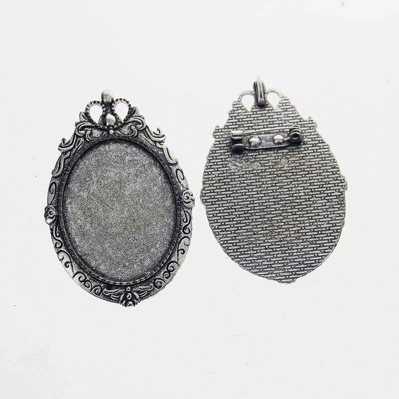 3pcs Tibetan Silver Oval 40x30mm Cabochon Settings Brooch Charms Design XA069 - Image 1 of 1