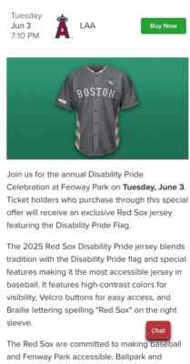 CAMISETA BOSTON RED SOX DISCAPACIDAD ORGULLO XL TEMA NOCHE 6/3/25 NUEVA EN BOLSA Foto 1 de 3