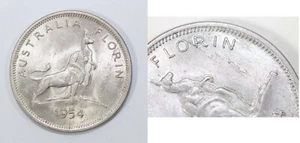 ‘THE HOARD’ AUSTRALIAN 1954 ROYAL VISIT .50 SILVER FLORIN  DIE CRACK ERROR COIN - Picture 1 of 19