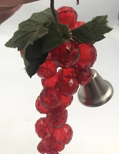 Lucite Grapes Vintage Red With Silver Bell Decorative Display Accent MCM - Picture 1 of 7