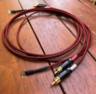 4 Ft. Audiophile Turntable Phono RCA Cables w/Ground  JMB CABLE CO - Image 1 of 4