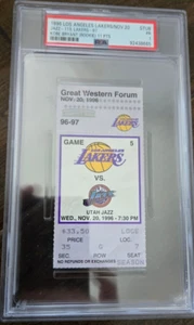 1996-97 JAZZ @ LAKERS TICKET KOBE BRYANT ROOKIE SEASON 11 POINTS 11TH GAME PSA - Picture 1 of 1