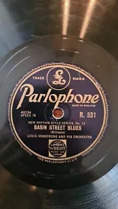Louis Armstrong Basin Street Blues/ Joe Venuti' Running Ragged shellac 10" 78rpm - Picture 1 of 2