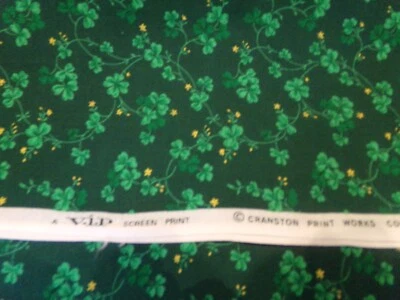 3/4"YD X44" VINTAGE SHAMROCKS VINES/GREEN W/YELLOW BUDS/VIP CRANSTON NEW #6977 - Image 1 of 2