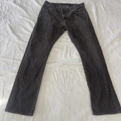 Pantalones John Varvatos EE. UU. Botón Mosca Gris Pana Envejecido Hombres Talla W-33 L-31. Foto 1 de 4