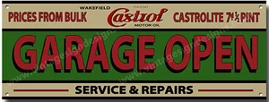CASTROL GARAGE OPEN SERVICE & REPAIR METAL SIGN.GARAGE OPEN SIGN,INSTRUCTIONAL - Picture 1 of 1