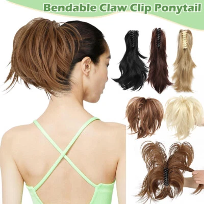 Extensiones cortas de cola de caballo con clip de garra como moño de cabello humano cola de caballo postizo Updo Foto 1 de 4