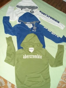 Lot of 3 ABERCROMBIE kids Hoodie Pullover White, blue, lime size M/XL fits same - Picture 1 of 6