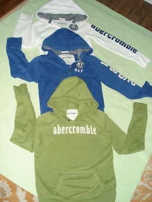 Lote de 3 Pulloveres con Capucha ABERCROMBIE Niños Blanco, Azul, Lima Talla M/XL se ajusta igual Foto 1 de 4