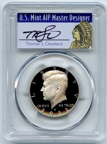 2022 S 50C Clad Kennedy Half Dollar PCGS PR70DCAM FDOI Thomas Cleveland Native Cover