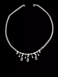 Collar Gargantilla Colgante Colgante Doble Hebra de Cristal de Esterlina 925 de Colección - Imagen 1 de 7