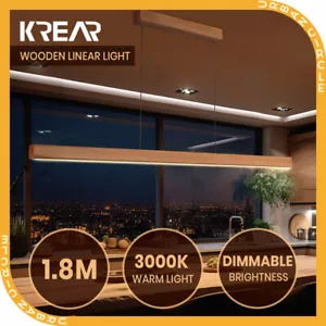 Krear Linear Pendant Light Beech Wood Led Kitchen Benchtop Pendant Lamp - Picture 1 of 6