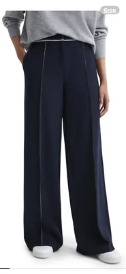 WOMENS REISS TROUSERS ORIEL PETITE SIZE 6 NEW BLUE CENTRE SEAM WHITE PIPING - Image 1 of 4