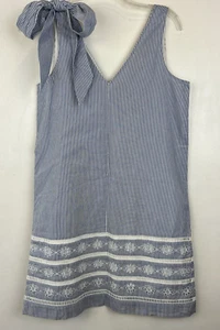 Vineyard Vines Kleid XXS Blau Weiß Gestreift Bestickt Neu Maritim Preppy Schleife - Bild 1 von 11