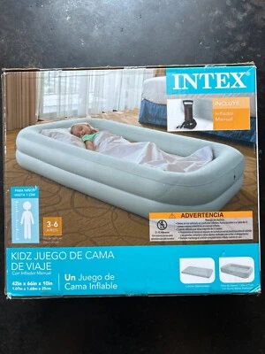 Intex Kids Travel Air Mattress Inflatable Bed with Raised Sides and Hand Pump - Image 1 of 4