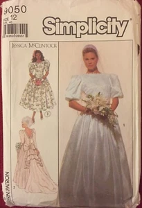 Vintage 80er Jahre Simplicity 9050 Hochzeitskleid Nähmuster Gr. 12 Jessica McClintock - Bild 1 von 2