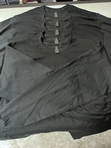 Gildan Adult Ultra Cotton Long Sleeve T-Shirt G2400 Black (5 Pack) LARGE ONLY - Picture 1 of 6