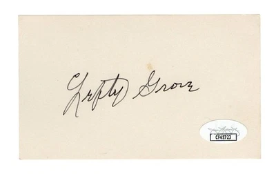 Lefty Grove Signed Autographed 3X5 Index Card A's Red Sox HOFer JSA CF45723 - Image 1 of 2