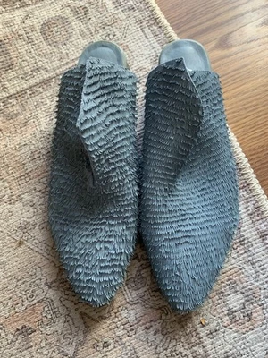 Antelope Shoes Heels Slip On Pumps Women Size 8 Blue Tweed Western Fashion - Image 1 of 4