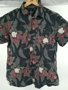 Eighty Eight Men's Short Sleeve Skeleton Hands Button Up Shirt Size Medium - Picture 1 of 5