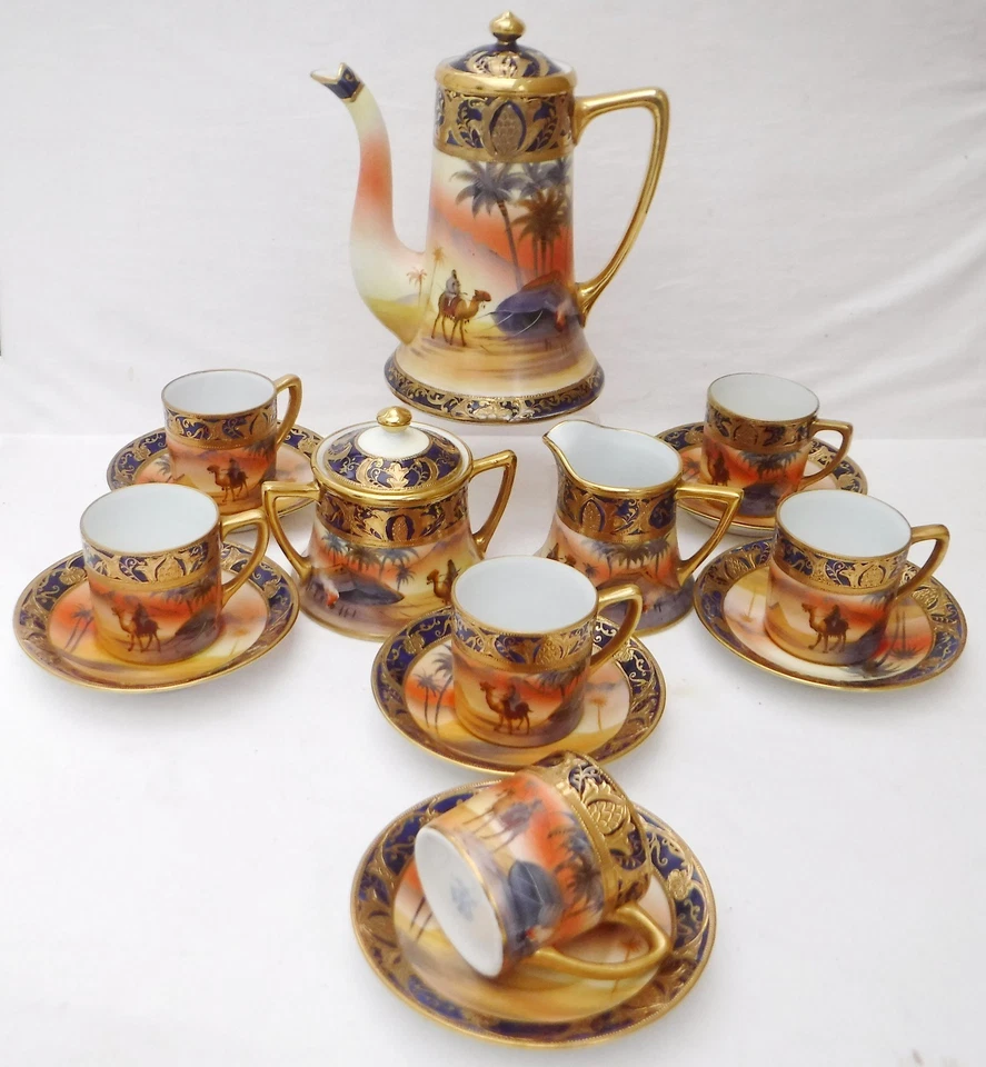 Noritake Desert Scene Gilded Complete Coffee Set - image 1 of 4