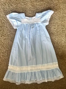 Simply Bliss Girls Light Blue Lace Long 100% Cotton Dress 5T - 000900 - Picture 1 of 8