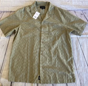 Lucky Brand Camp Collar Embroidered Eyelet Short Sleeve Shirt Men’s M NWT - Picture 1 of 19
