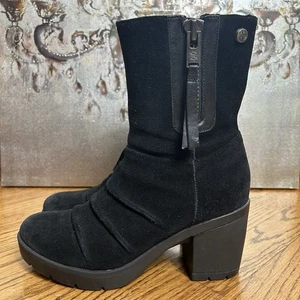 BUSSOLA Bukarest schwarze Wildleder-Plateaustiefel mit klobigem Absatz Größe 39 / 8,5  - Bild 1 von 15