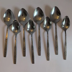 Vtg Oneida Profile Stainless ORLANDO 4 Oval Soup Spoons & 4 Teaspoons Flatware - Picture 1 of 8